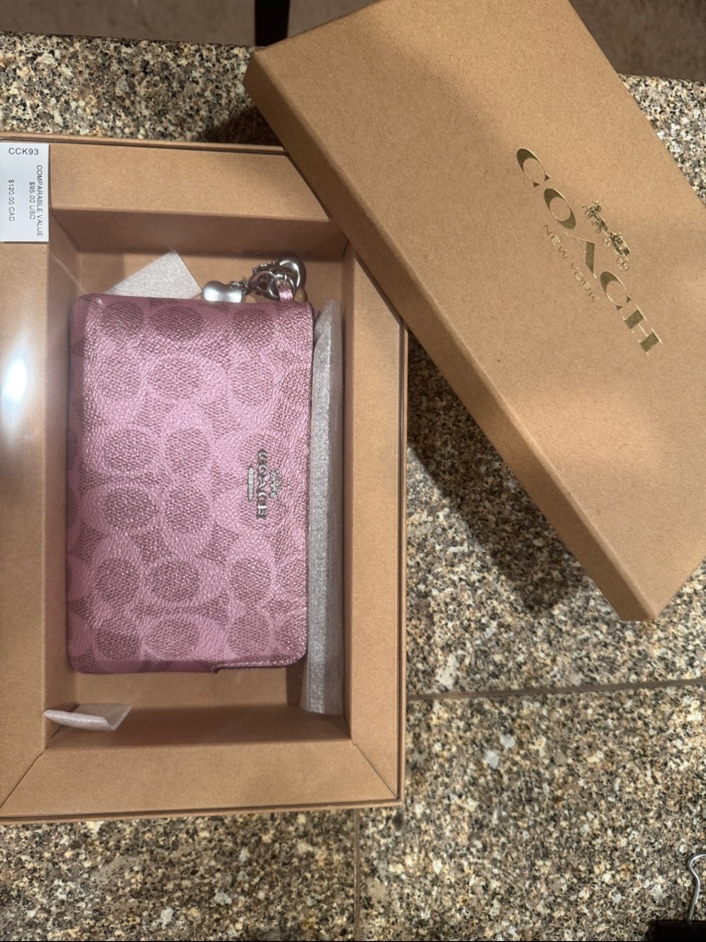 Coach Signature wristlet in Dusty Rose with Silver Charm